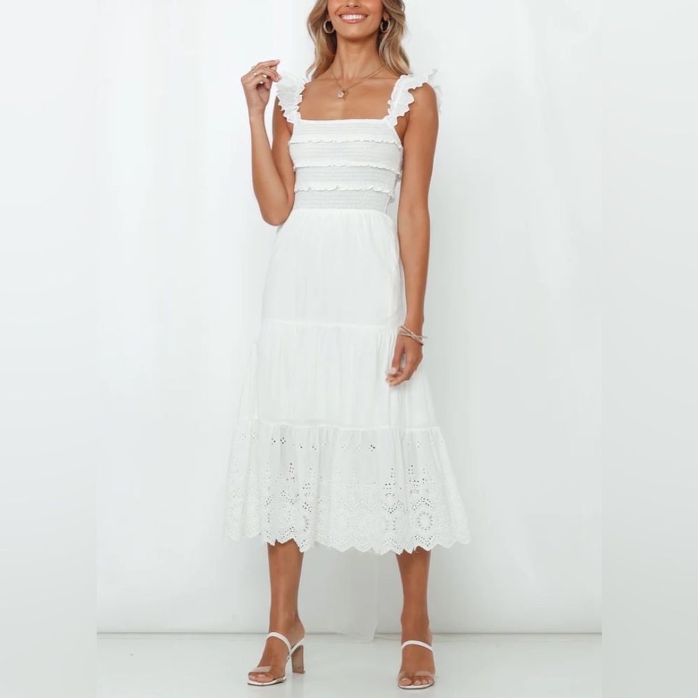 Hello Molly white midi dress, size xs